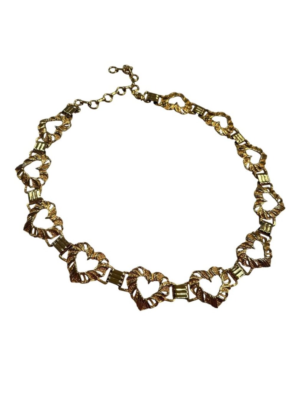 St John Knits Italy Open Heart Chain Belt Vintage Womens Gold Plated Adjustable